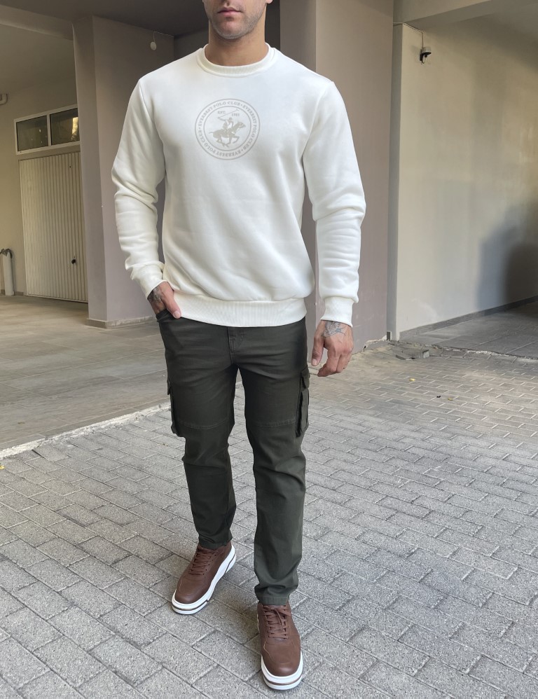Everbest ανδρικό Plus Size λευκό φούτερ με τύπωμα 251001W φωτογραφία